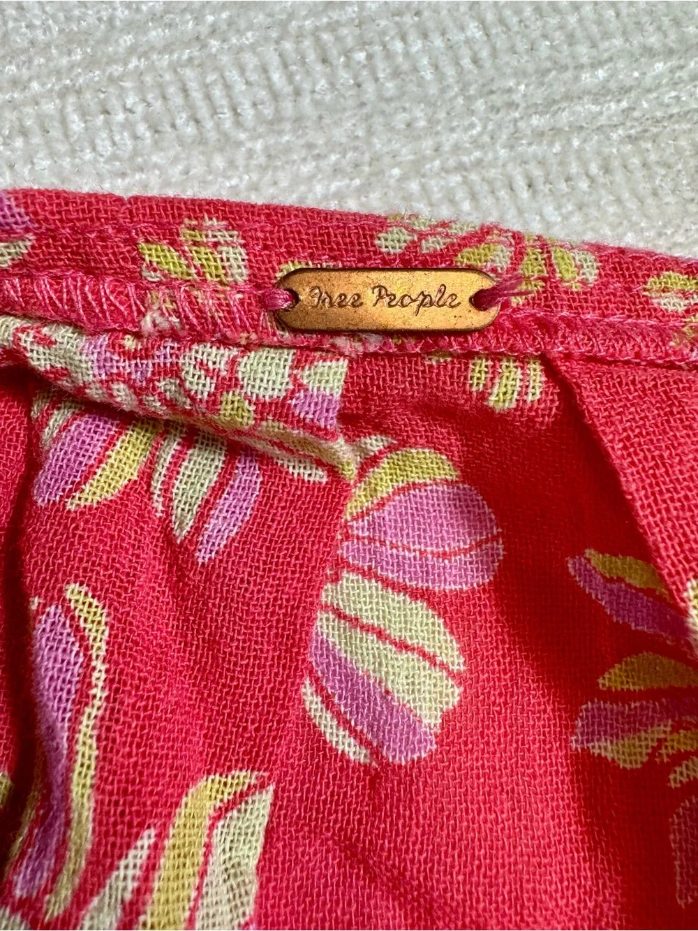 Free People Indigo Molly Tunic Dress Hollyhock Floral Pink Size M